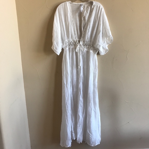 Ivory Crochet Waist Kimono Duster - Picture 4 of 5
